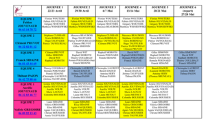 Calendrier championnat